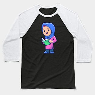 Cute girl moslem reading book Baseball T-Shirt